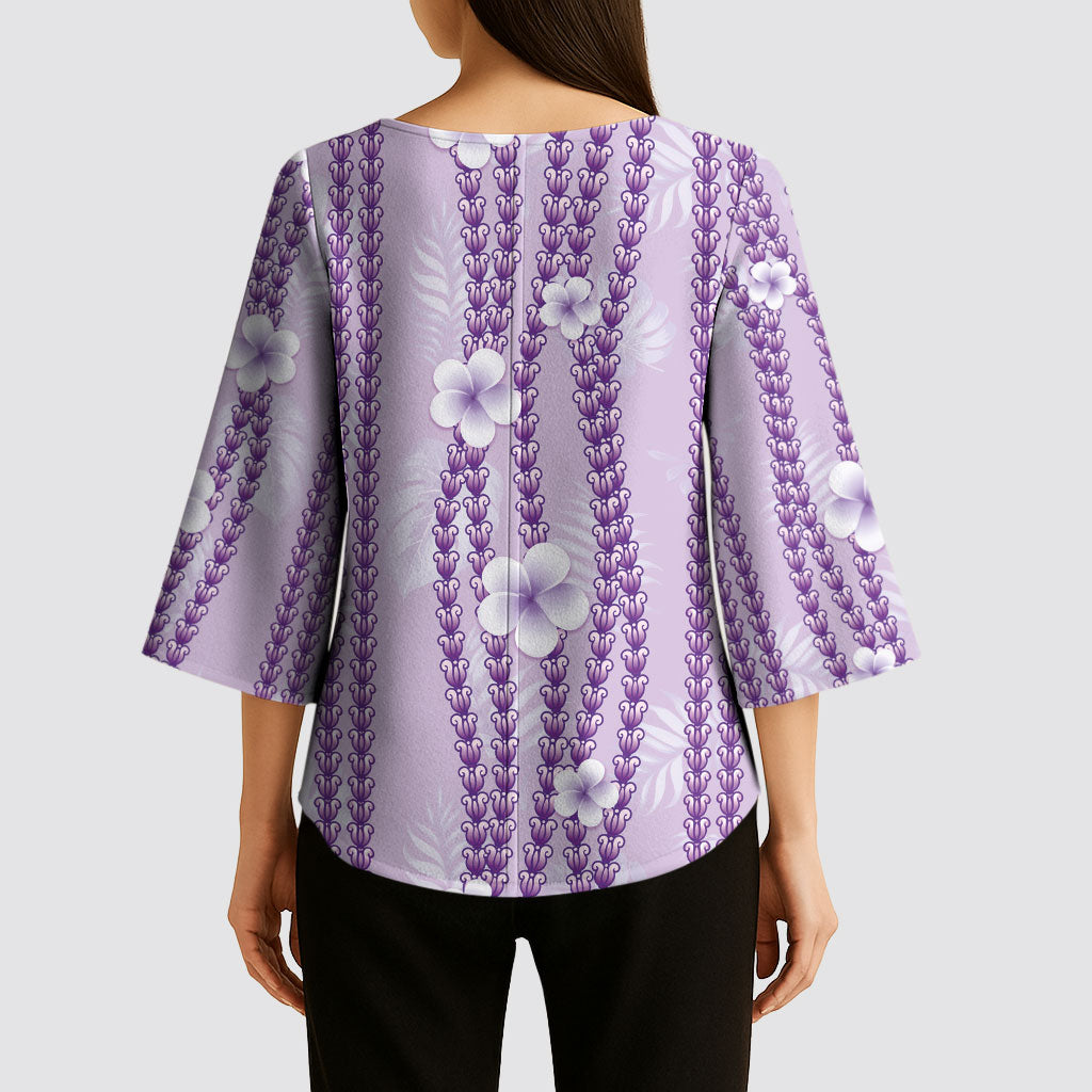 Hawaii Queen Liliuokalani Kimono Sleeve Blouse Lavender Lei Pua Kalaunu LT05 - Polynesian Pride