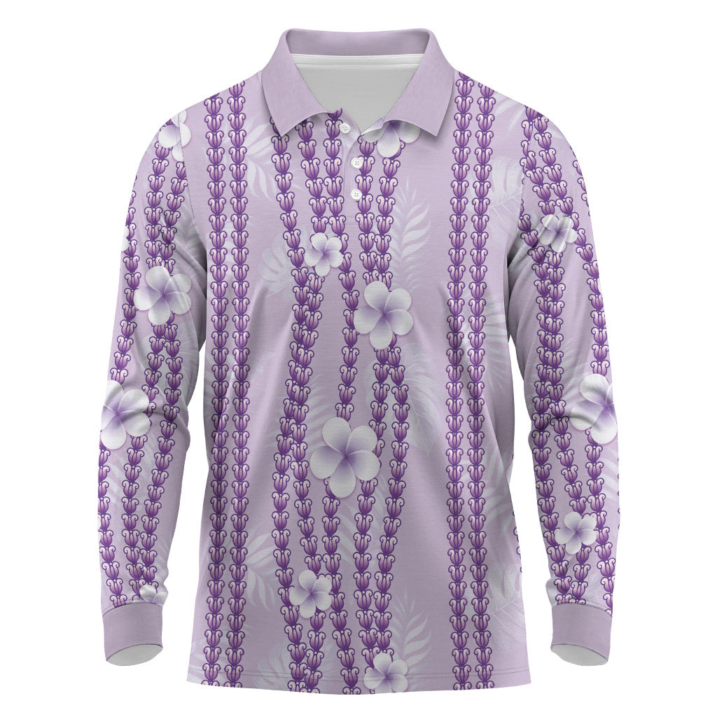 Hawaii Queen Liliuokalani Long Sleeve Polo Shirt Lavender Lei Pua Kalaunu