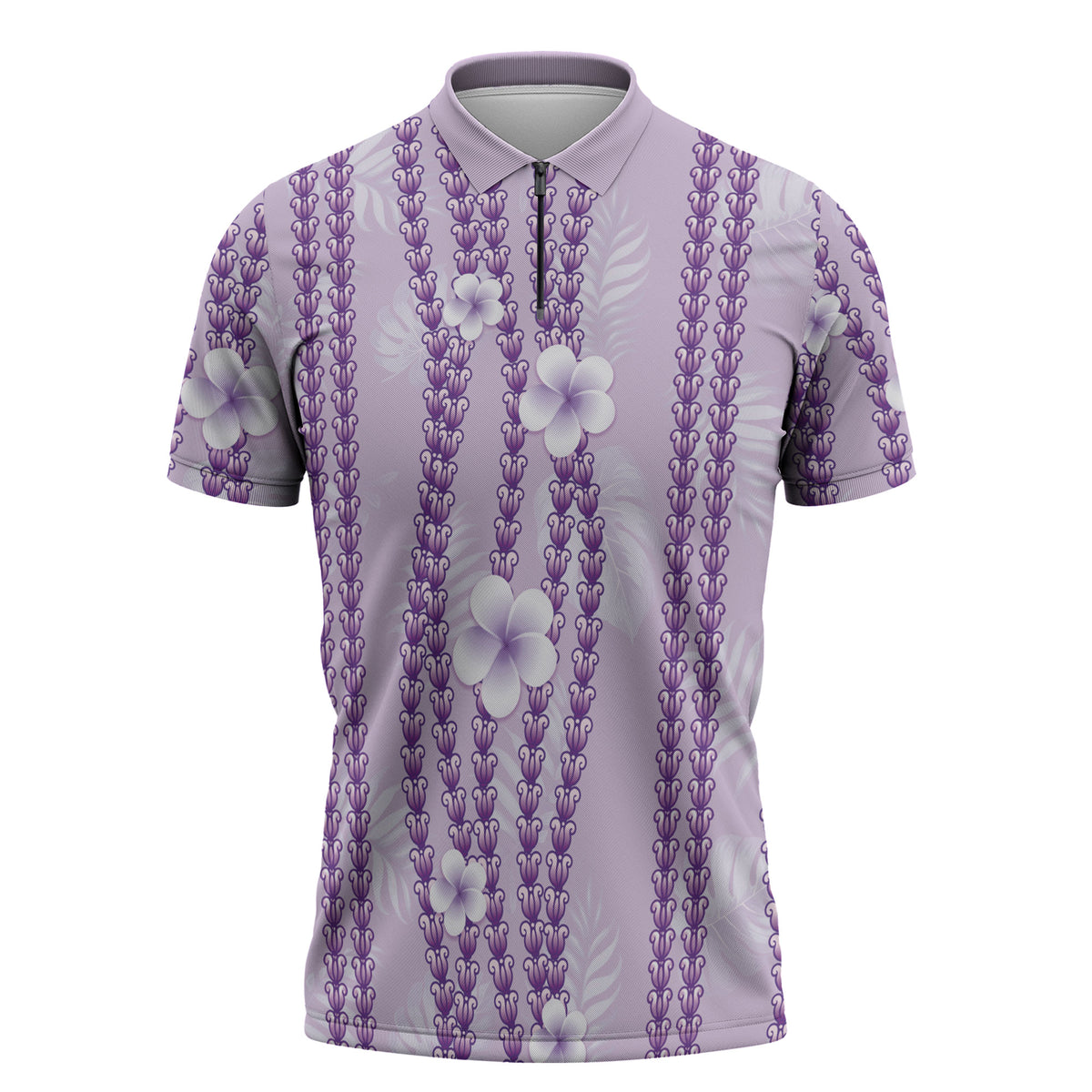 Hawaii Queen Liliuokalani Zipper Polo Shirt Lavender Lei Pua Kalaunu LT05 Lavender - Polynesian Pride