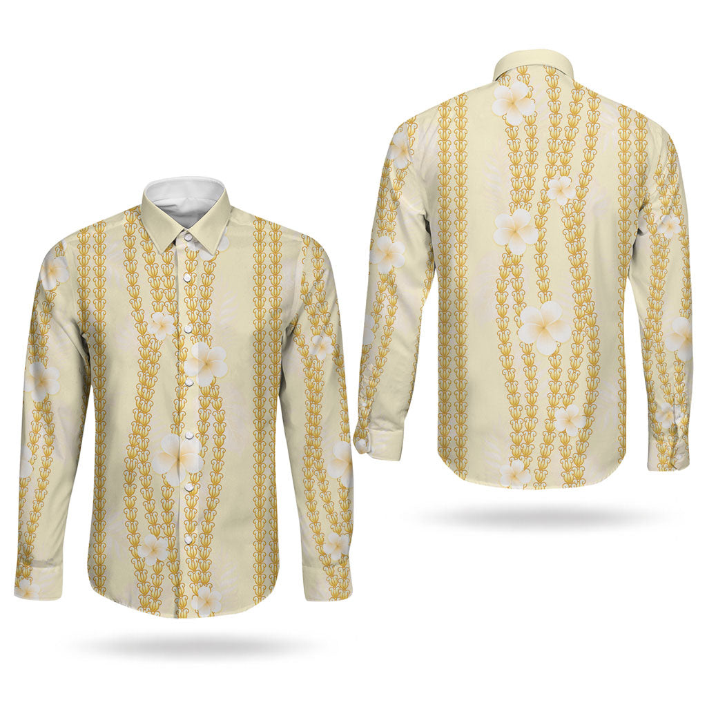 Hawaii Queen Liliuokalani Couples Matching Long Sleeve Bodycon Dress and Long Sleeve Button Shirt Gold Lei Pua Kalaunu LT05 - Polynesian Pride