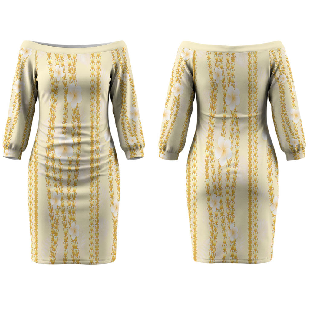 Hawaii Queen Liliuokalani Couples Matching Off The Shoulder Long Sleeve Dress and Hawaiian Shirt Gold Lei Pua Kalaunu LT05 - Polynesian Pride