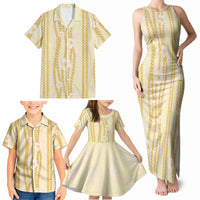 Hawaii Queen Liliuokalani Family Matching Tank Maxi Dress and Hawaiian Shirt Gold Lei Pua Kalaunu
