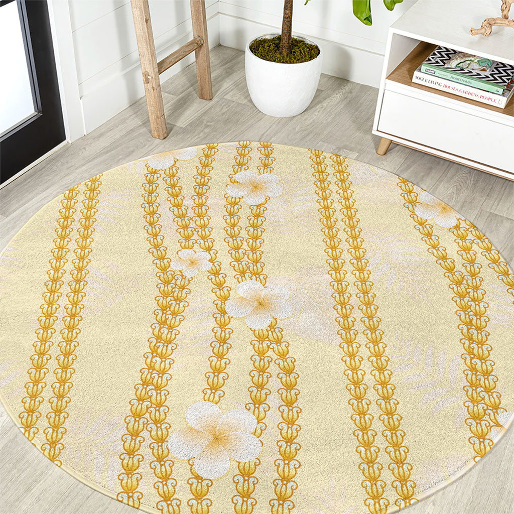 Hawaii Queen Liliuokalani Round Carpet Gold Lei Pua Kalaunu