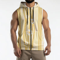 Hawaii Queen Liliuokalani Sleeveless Zip Hoodie Gold Lei Pua Kalaunu LT05 - Polynesian Pride