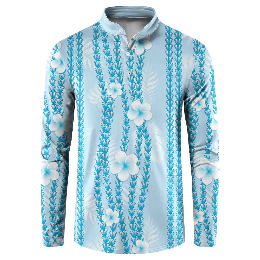 Hawaii Queen Liliuokalani Button Sweatshirt Blue Lei Pua Kalaunu