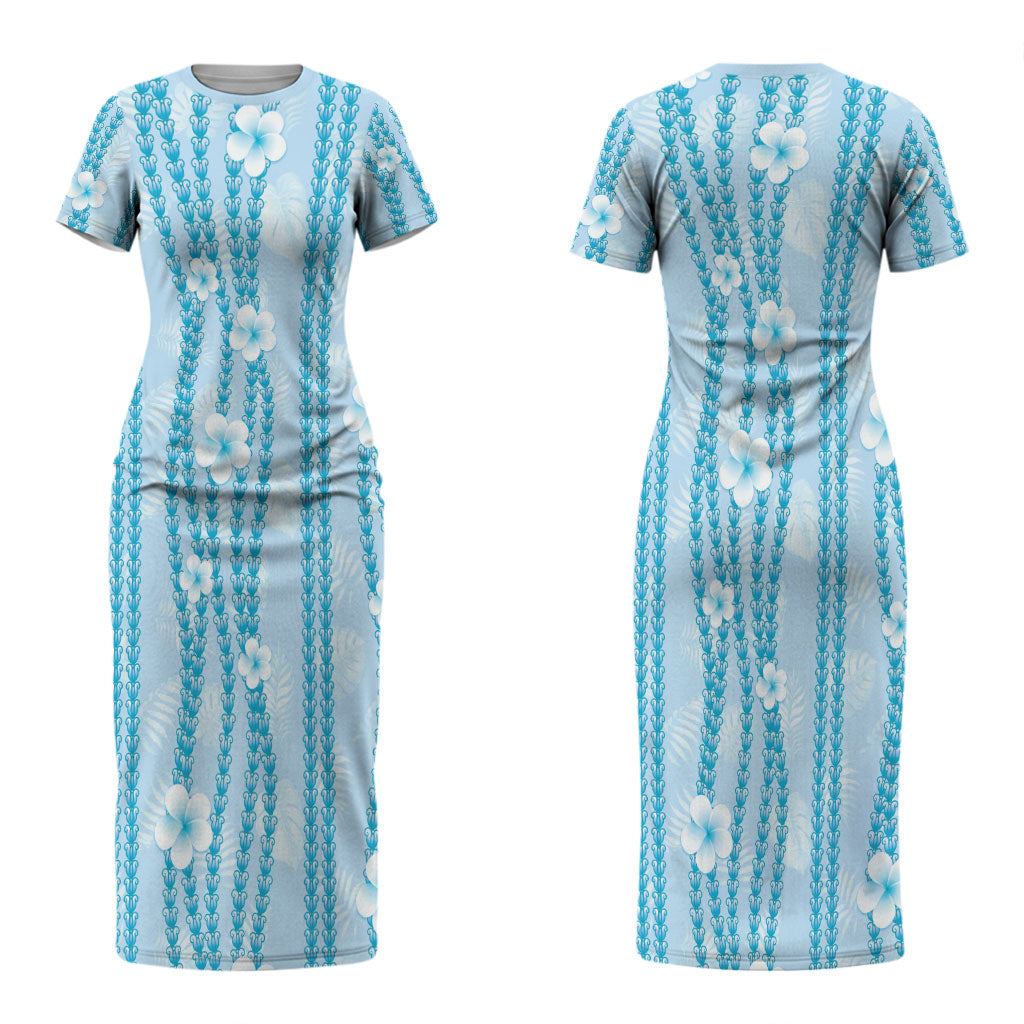 Hawaii Queen Liliuokalani Couples Matching Short Sleeve Bodycon Dress and Hawaiian Shirt Blue Lei Pua Kalaunu