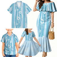 Hawaii Queen Liliuokalani Family Matching Mermaid Dress and Hawaiian Shirt Blue Lei Pua Kalaunu LT05 - Polynesian Pride