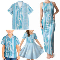 Hawaii Queen Liliuokalani Family Matching Tank Maxi Dress and Hawaiian Shirt Blue Lei Pua Kalaunu