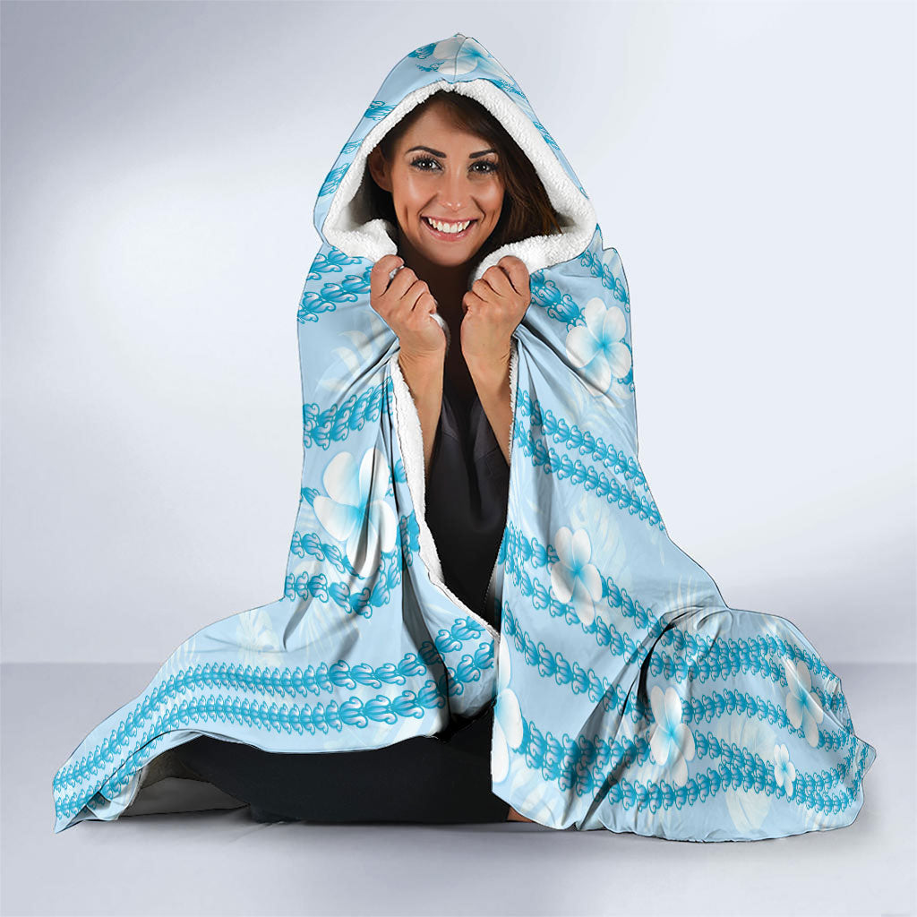 Hawaii Queen Liliuokalani Hooded Blanket Blue Lei Pua Kalaunu LT05 - Polynesian Pride