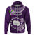 Cook Islands Rarotonga Hoodie Coat Of Arms Plumeria Polynesian Turtle LT05 Zip Hoodie Purple - Polynesian Pride