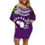 Personalized Cook Islands Rarotonga Off Shoulder Short Dress Coat Of Arms Plumeria Polynesian Turtle LT05 Women Purple - Polynesian Pride