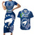 Personalized Cook Islands Pukapuka Couples Matching Short Sleeve Bodycon Dress and Hawaiian Shirt Coat Of Arms Plumeria Polynesian Turtle LT05 Blue - Polynesian Pride