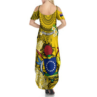 Cook Islands Aitutaki Summer Maxi Dress Coat Of Arms Plumeria Polynesian Turtle LT05 - Polynesian Pride
