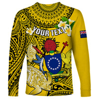 Personalized Cook Islands Aitutaki Long Sleeve Shirt Coat Of Arms Plumeria Polynesian Turtle LT05 - Polynesian Pride