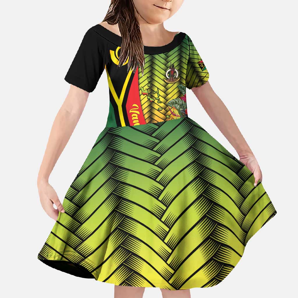 Vanuatu Constitution Day Family Matching Mermaid Dress and Hawaiian Shirt Long Live Vanuatu LT05 Daughter's Dress Colorful - Polynesian Pride