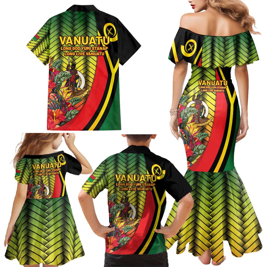 Vanuatu Constitution Day Family Matching Mermaid Dress and Hawaiian Shirt Long Live Vanuatu LT05 - Polynesian Pride