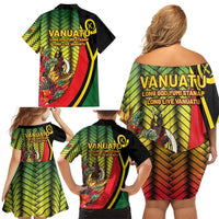 Vanuatu Constitution Day Family Matching Off Shoulder Short Dress and Hawaiian Shirt Long Live Vanuatu - Polynesian Pride