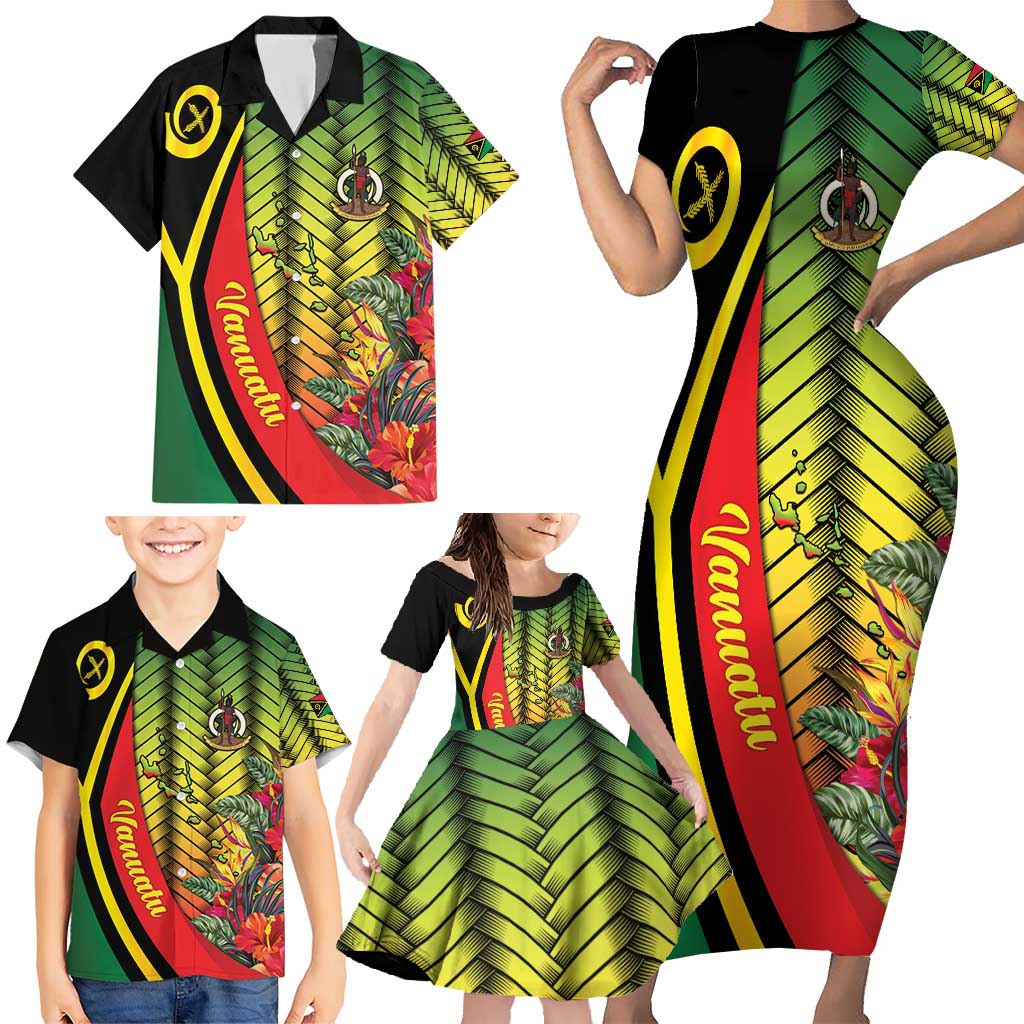 Vanuatu Constitution Day Family Matching Short Sleeve Bodycon Dress and Hawaiian Shirt Long Live Vanuatu LT05 - Polynesian Pride