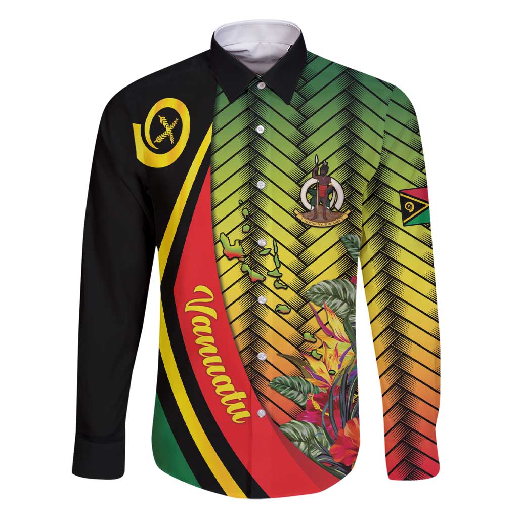 Vanuatu Constitution Day Family Matching Short Sleeve Bodycon Dress and Hawaiian Shirt Long Live Vanuatu LT05 Dad's Shirt - Long Sleeve Colorful - Polynesian Pride
