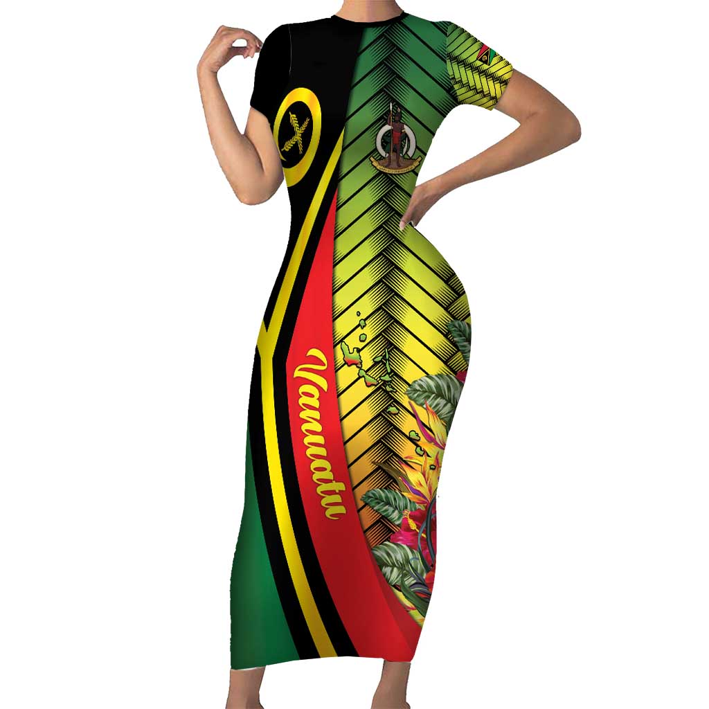 Vanuatu Constitution Day Family Matching Short Sleeve Bodycon Dress and Hawaiian Shirt Long Live Vanuatu LT05 Mom's Dress Colorful - Polynesian Pride