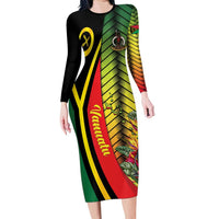 Vanuatu Constitution Day Long Sleeve Bodycon Dress Long Live Vanuatu - Polynesian Pride