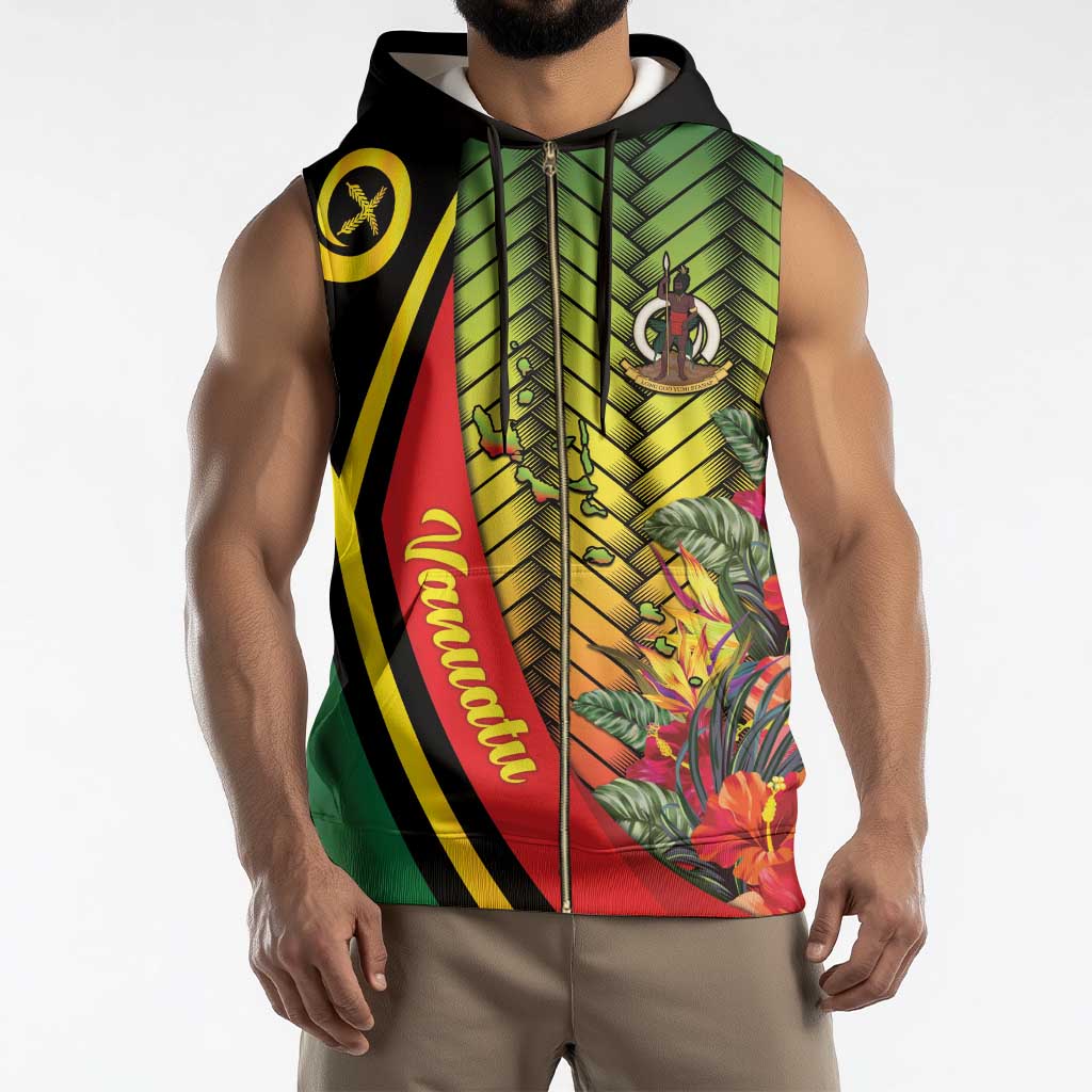 Vanuatu Constitution Day Sleeveless Zip Hoodie Long Live Vanuatu - Polynesian Pride