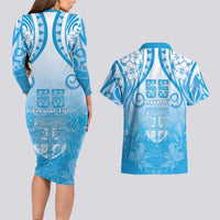 Fiji Day Couples Matching Long Sleeve Bodycon Dress and Hawaiian Shirt 55th Anniversary Forever Fiji - Polynesian Pride
