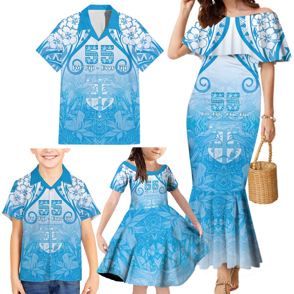 Fiji Day Family Matching Mermaid Dress and Hawaiian Shirt 55th Anniversary Forever Fiji - Polynesian Pride