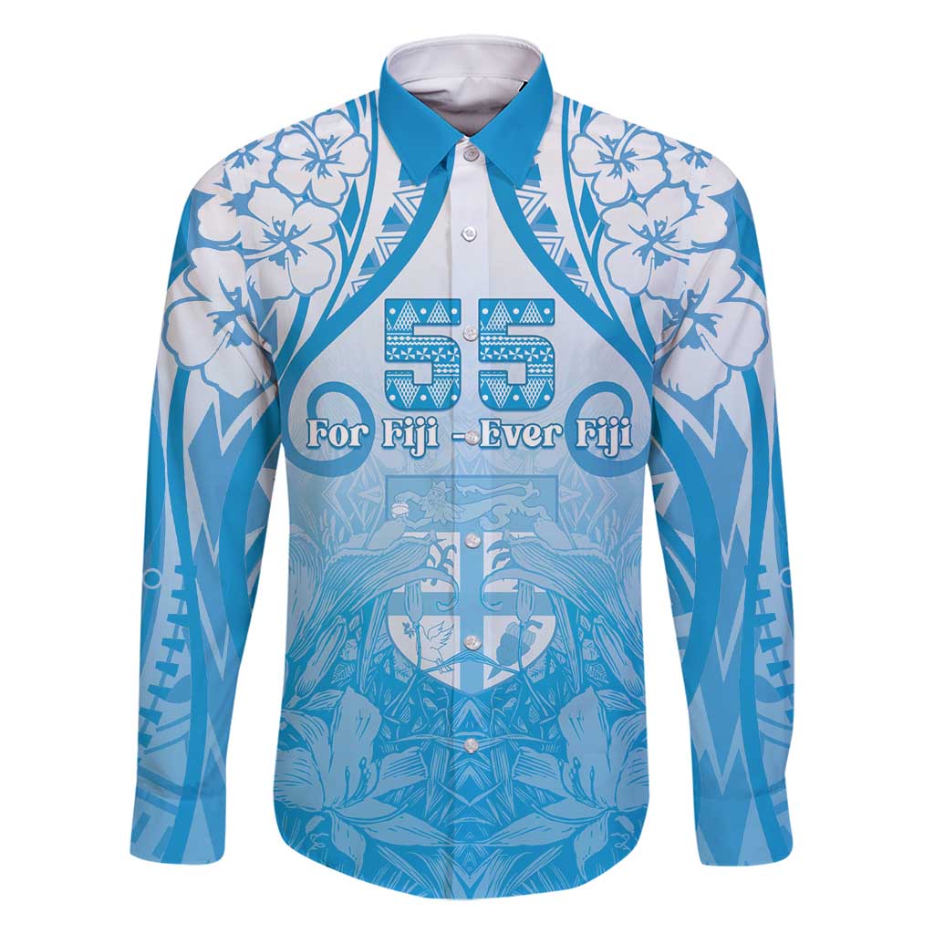 Fiji Day Family Matching Off Shoulder Short Dress and Hawaiian Shirt 55th Anniversary Forever Fiji - Polynesian Pride