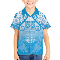 Fiji Day Family Matching Off Shoulder Short Dress and Hawaiian Shirt 55th Anniversary Forever Fiji - Polynesian Pride