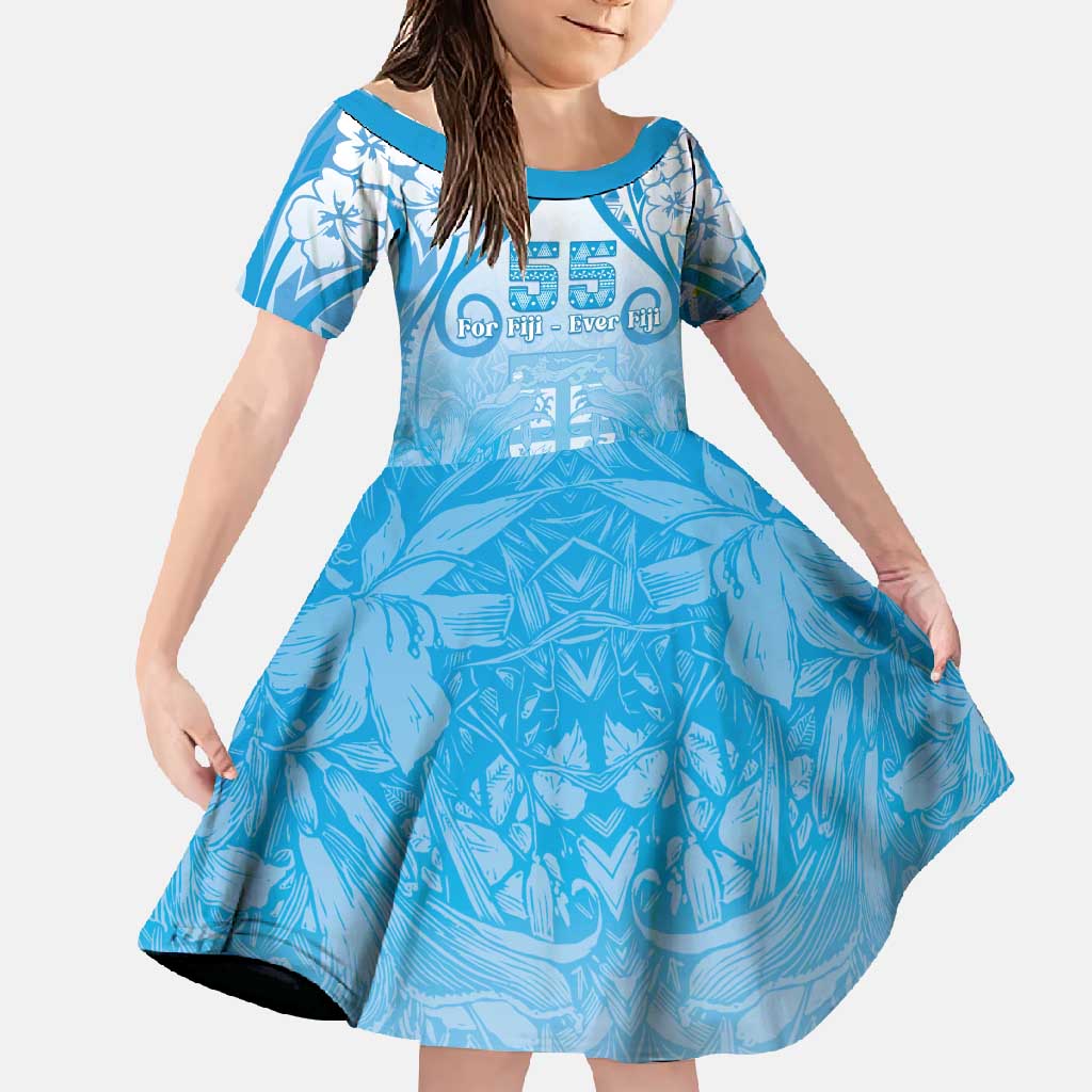 Fiji Day Family Matching Short Sleeve Bodycon Dress and Hawaiian Shirt 55th Anniversary Forever Fiji - Polynesian Pride