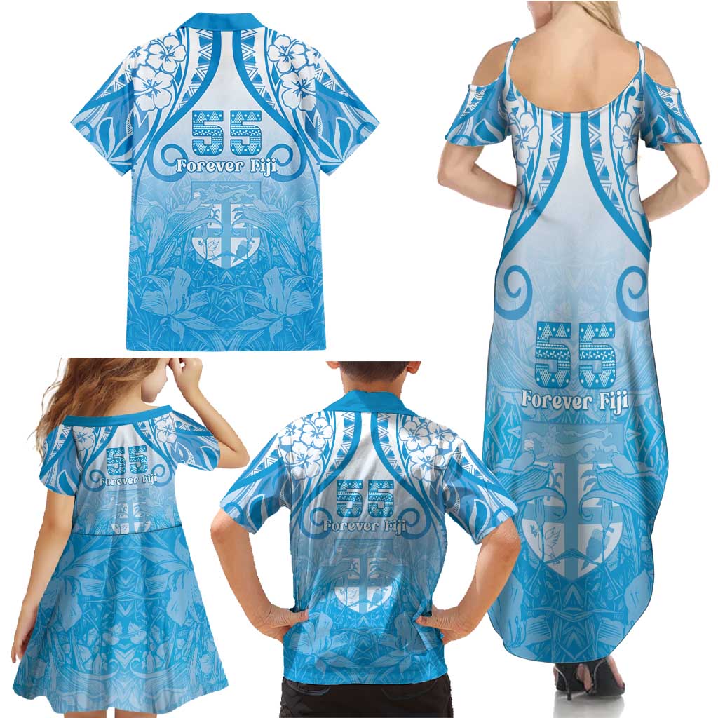 Fiji Day Family Matching Summer Maxi Dress and Hawaiian Shirt 55th Anniversary Forever Fiji - Polynesian Pride