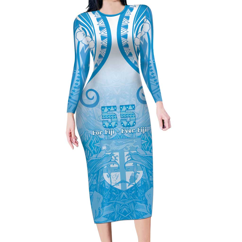 Fiji Day Long Sleeve Bodycon Dress 55th Anniversary Forever Fiji - Polynesian Pride