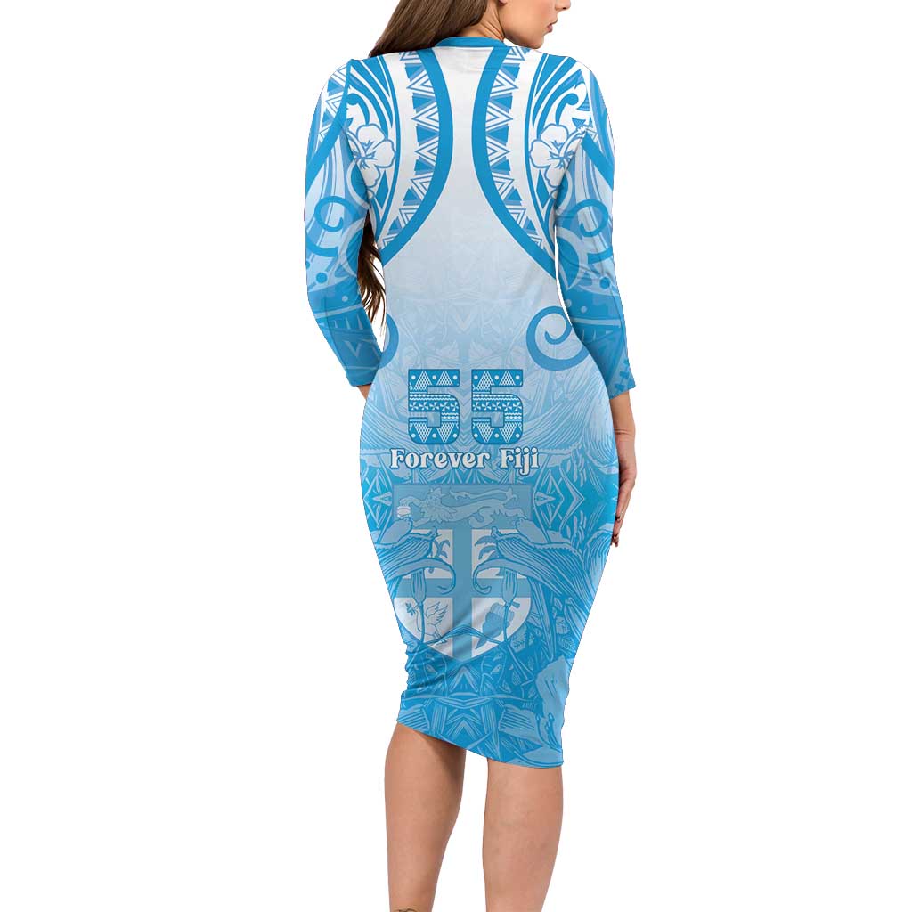 Fiji Day Long Sleeve Bodycon Dress 55th Anniversary Forever Fiji - Polynesian Pride