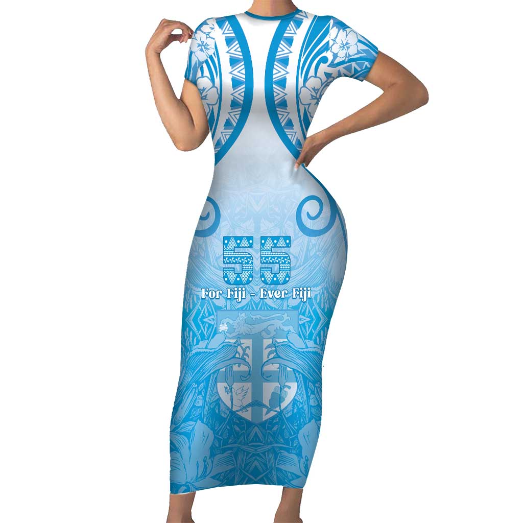 Fiji Day Short Sleeve Bodycon Dress 55th Anniversary Forever Fiji - Polynesian Pride