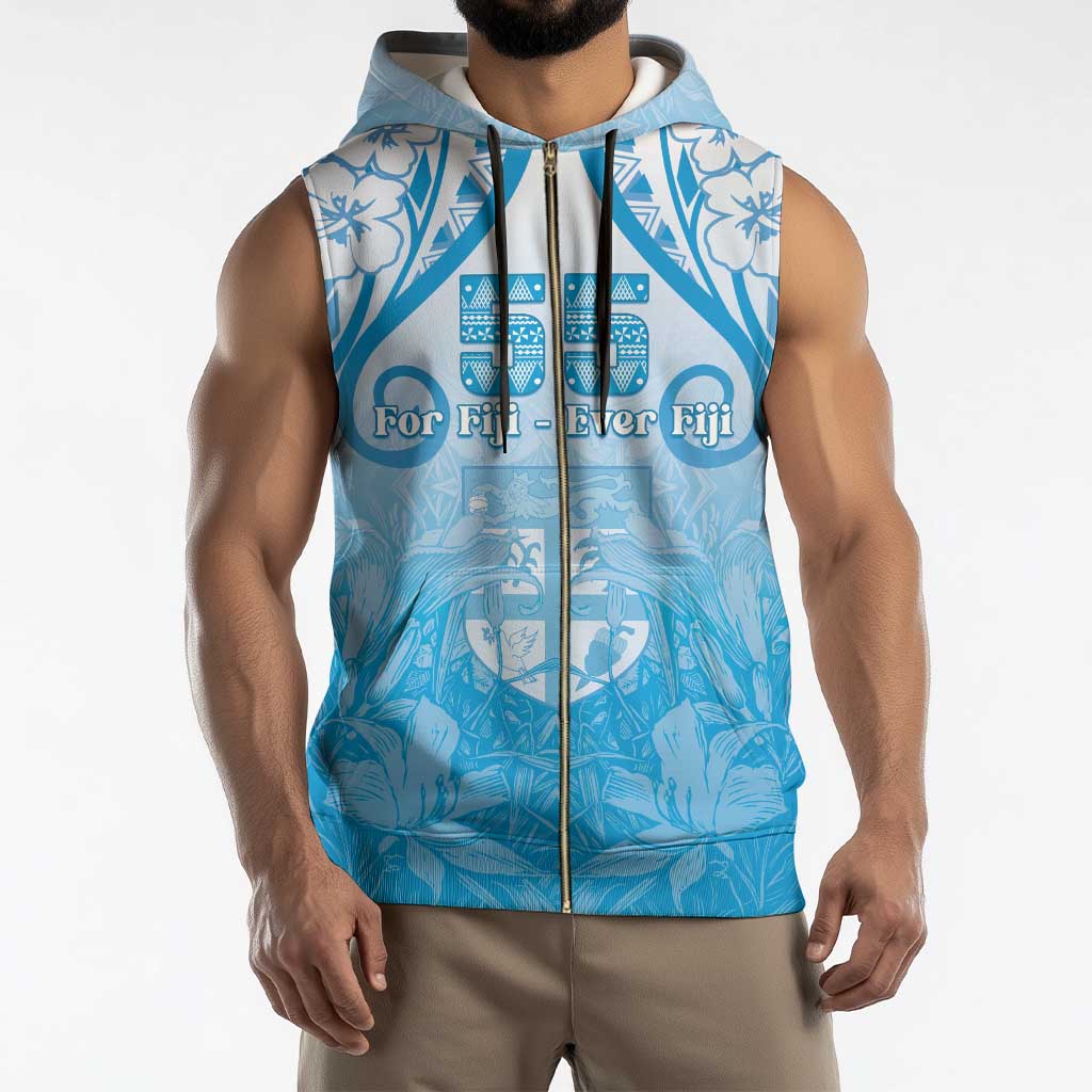 Fiji Day Sleeveless Zip Hoodie 55th Anniversary Forever Fiji - Polynesian Pride