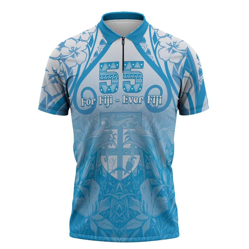 Fiji Day Zipper Polo Shirt 55th Anniversary Forever Fiji - Polynesian Pride