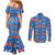 Fiji Masi Tapa Couples Matching Mermaid Dress and Long Sleeve Button Shirt Coat Of Arms - Polynesian Pride
