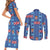 Fiji Masi Tapa Couples Matching Short Sleeve Bodycon Dress and Long Sleeve Button Shirt Coat Of Arms - Polynesian Pride
