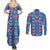 Fiji Masi Tapa Couples Matching Summer Maxi Dress and Long Sleeve Button Shirt Coat Of Arms - Polynesian Pride