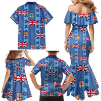 Fiji Masi Tapa Family Matching Mermaid Dress and Hawaiian Shirt Coat Of Arms - Polynesian Pride