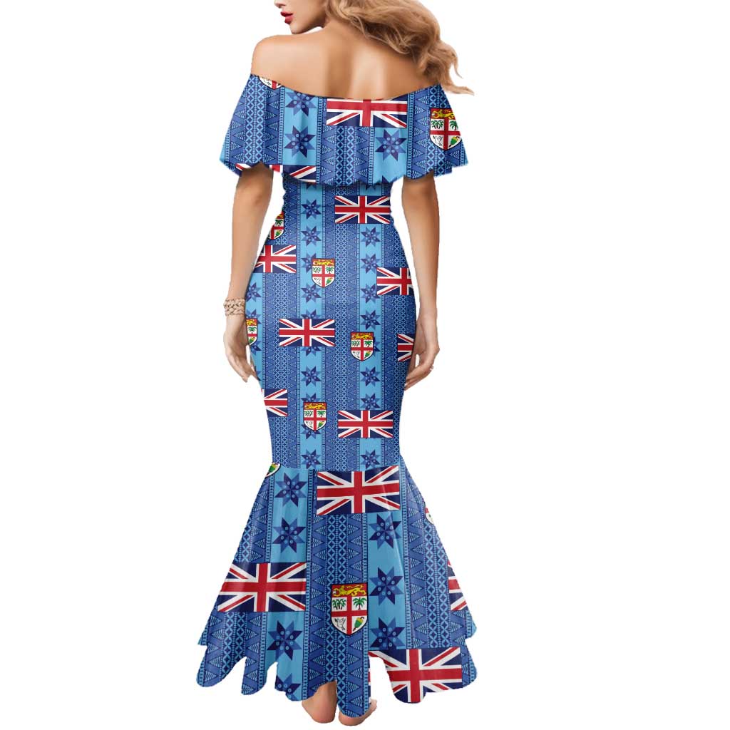Fiji Masi Tapa Family Matching Mermaid Dress and Hawaiian Shirt Coat Of Arms - Polynesian Pride