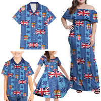 Fiji Masi Tapa Family Matching Off Shoulder Maxi Dress and Hawaiian Shirt Coat Of Arms - Polynesian Pride
