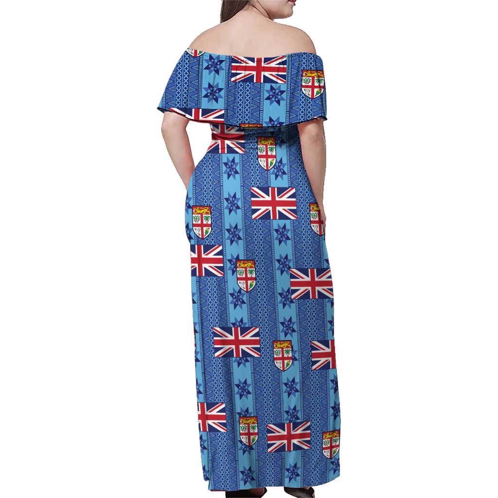 Fiji Masi Tapa Family Matching Off Shoulder Maxi Dress and Hawaiian Shirt Coat Of Arms - Polynesian Pride