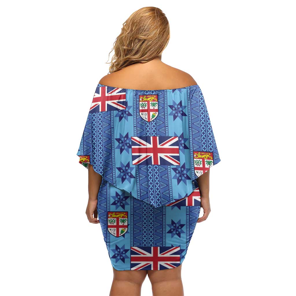 Fiji Masi Tapa Family Matching Off Shoulder Short Dress and Hawaiian Shirt Coat Of Arms - Polynesian Pride