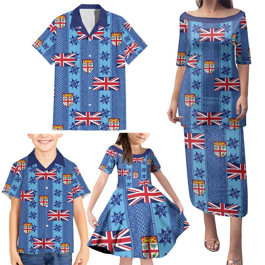 Fiji Masi Tapa Family Matching Puletasi and Hawaiian Shirt Coat Of Arms - Polynesian Pride