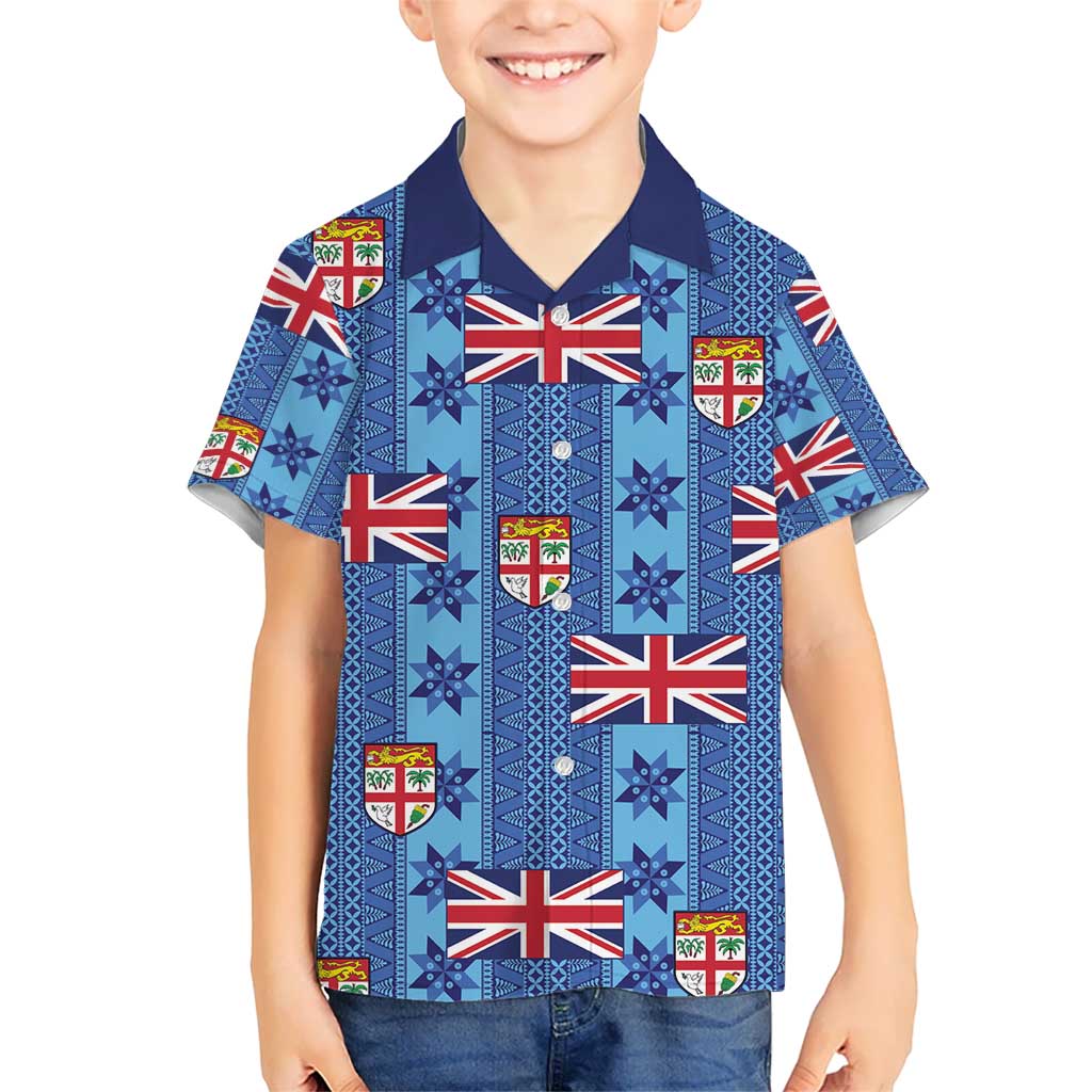 Fiji Masi Tapa Kid Hawaiian Shirt Coat Of Arms - Polynesian Pride