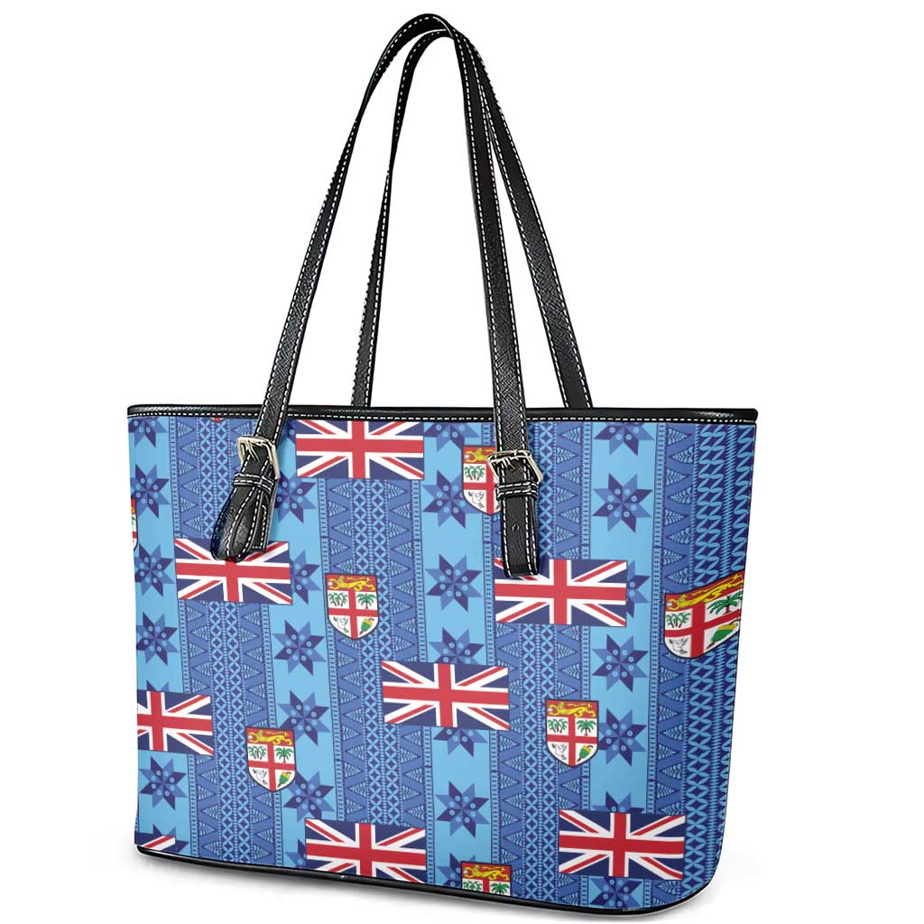 Fiji Masi Tapa Leather Tote Bag Coat Of Arms - Polynesian Pride