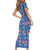 Fiji Masi Tapa Short Sleeve Bodycon Dress Coat Of Arms - Polynesian Pride