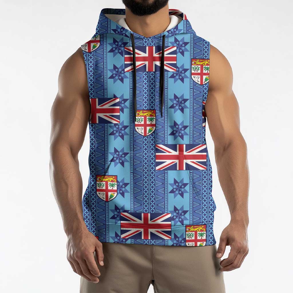 Fiji Masi Tapa Sleeveless Hoodie Coat Of Arms - Polynesian Pride